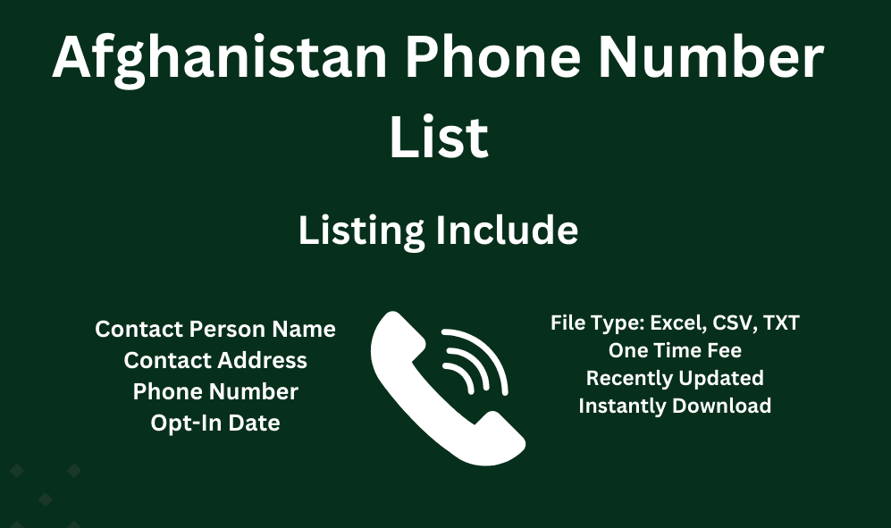 Afghanistan phone number list